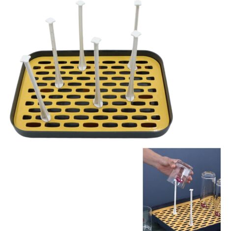 Drain de bouteille sèche - bouteille - drain de bouteille, égouttoir, porte - bouteille, sèche - bouteille, égouttoir de bouteille et accessoires, porte - gobelet (petite taille - bleu - jaune [bac d'