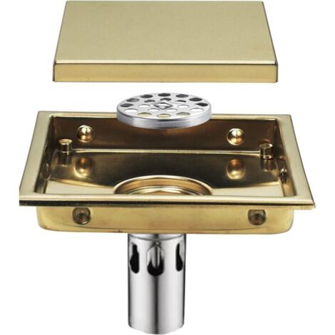 Drain de Douche 150x150mm Siphon de Sol Carré Caniveau de Douche 304 Acier Inoxydable Anti-Odeur Drain de Plancher