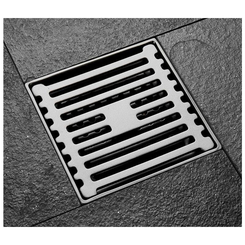 Vuszr - Drain de Douche, Acier Inoxydable Anti-Odeur Filtre Cheveux, Drain de Plancher en Laiton Passoire pour Salle De Bain Large Calibre, Carré 100