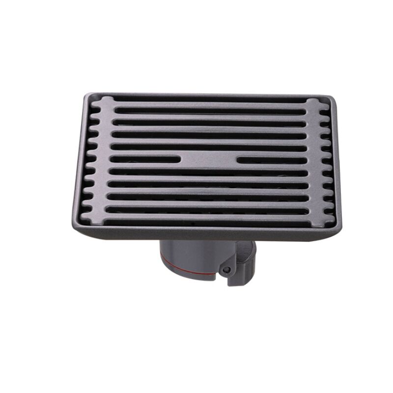 Drain de douche carré amovible pivotant en acier inoxydable avec couvercle à motif (drain de douche noir)