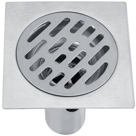 Drain De Douche Carré Acier Inoxydable Carré Siphon De Sol Anti-Odeur pour Salle De Bain Large Calibre 4 x 4 Pouces