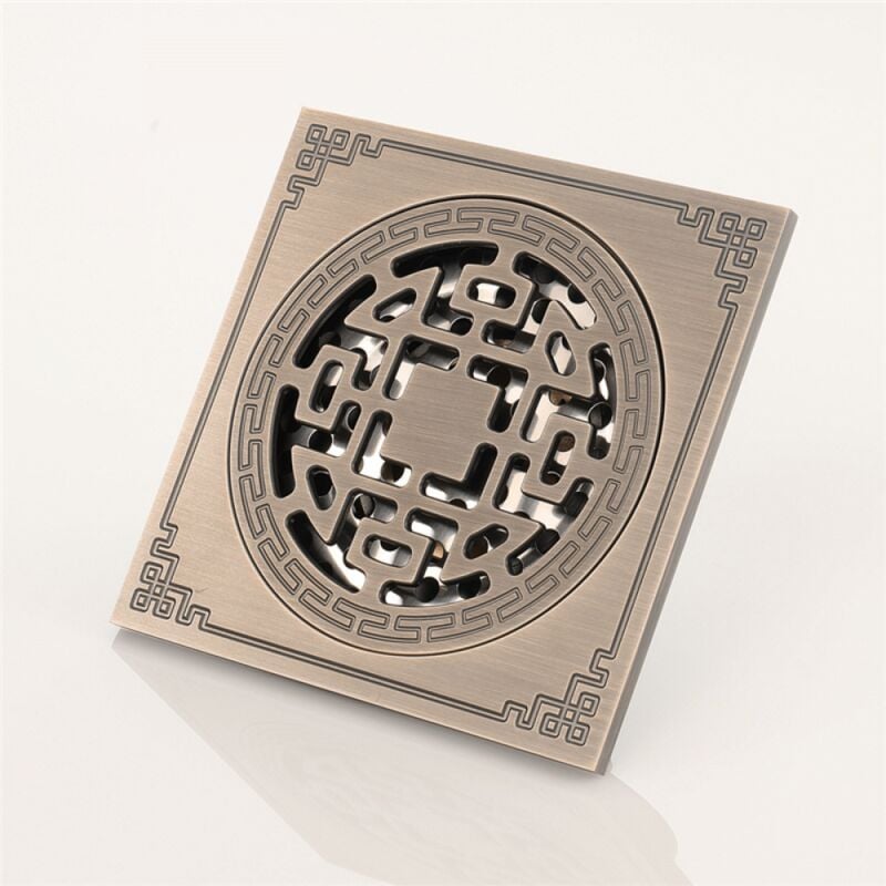Drain de douche Carre, Laiton Drainage de douche 10x10 Caniveau de douche Salle de Bains Anti-Odeur Drain de douche Antique