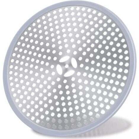 Drain de Douche, Filtre de Cheveux, Filtre pour bonde de Douche, Grille Douche Anti Cheveux, Couverture de Drain Filtre à Évier, Attrape-Cheveux Douche Drain - Acier Inoxydable Argent et Silicone