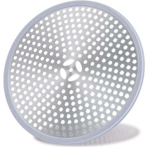 Drain de Douche, Filtre de Cheveux, Filtre pour bonde de Douche, Grille Douche Anti Cheveux, Couverture de Drain Filtre à Évier, Attrape-Cheveux Douche Drain - Acier Inoxydable Argent et Silicone