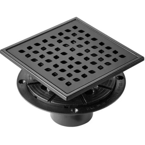 Drain de douche italien 6 pouces avec filtre à cheveux et débris en acier inoxydable 304, noir mat