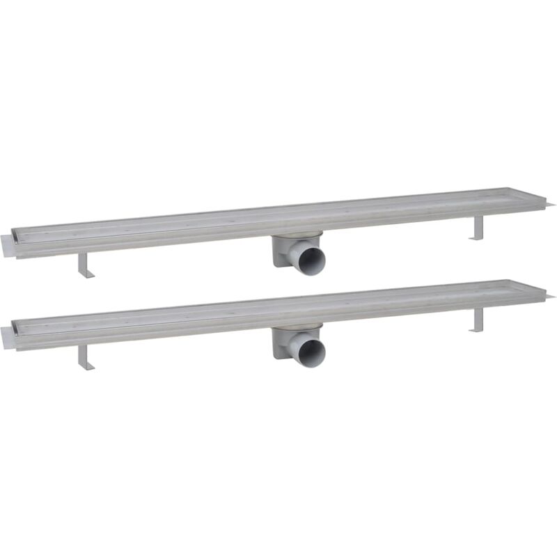 Drain de douche linéaire 2 pc 930 x 140 mm Acier inoxydable vidaXL