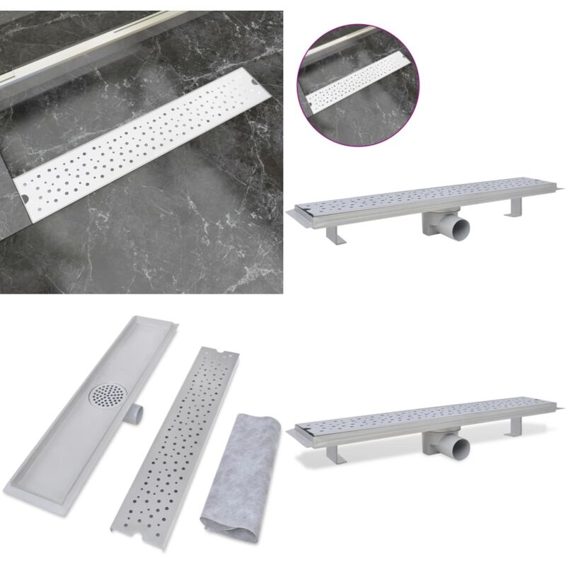 Vidaxl - Drain de douche linéaire 630x140 mm acier inoxydable - drain de douche - drains de douche - Home & Living