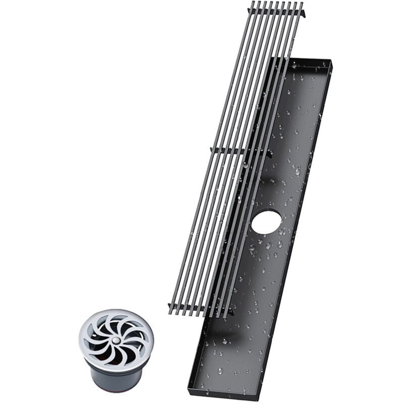 Lifcausal - Drain de douche linéaire 8 pouces avec filtre à cheveux breveté anti-odeurs sortie 3 pouces Drain de sol de salle de bain en acier