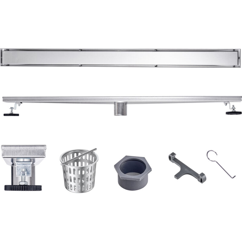 Mophorn - Drain de douche linéaire décalé de 914 mm de avec couvercle d'insertion de carrelage, drain de sol rectangulaire en acier inoxydable brossé