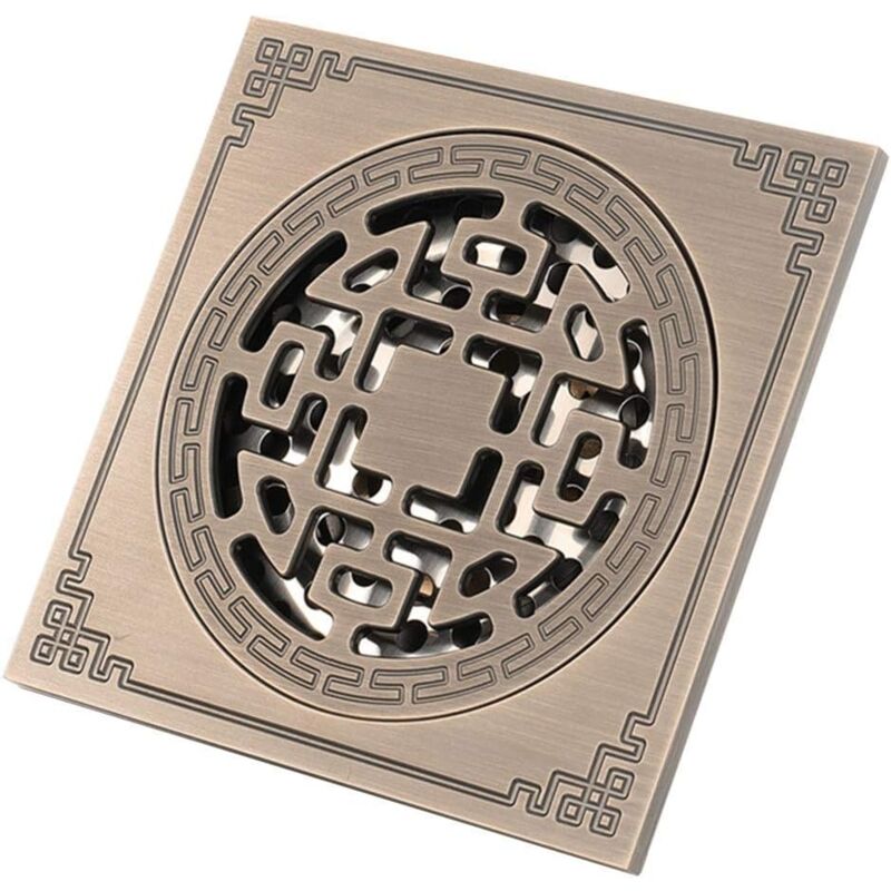 Drain de Douche Vintage Tout en Laiton Sculpté Drain de Sol Gros Calibre Anti-Odeur Anti-Carré Drain de Sol de Douche Drain de Sol pour Salle de