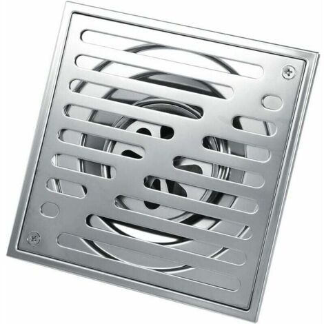 Drain de Plancher Carré Acier Inoxydable Anti-Odeur Salle de Bains Porte de Vidage Drainer de Douche Grand Calibre(150  150mm)