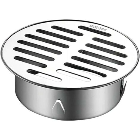 Drain de Plancher, Siphon de Sol Anti-Blocage de Balcon en Acier Inoxydable, Siphon de Sol pour Douche, Rond Anti-Blocage (110 Bouche Plate)