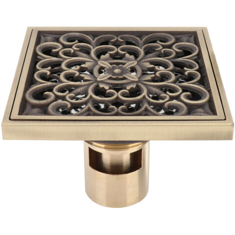 Drain de sol antique en cuivre pour salle de bain, hôtel ou toilettes - Kit d'évacuation de douche 10x10 cm