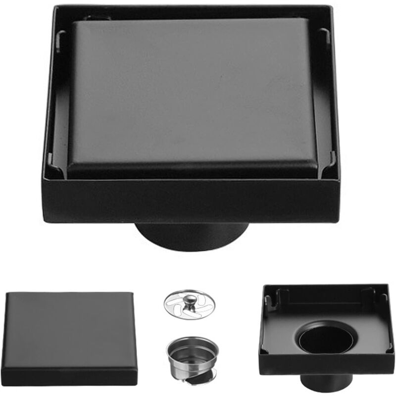 Drain de Sol Carré, Grilles de DéChets Salle de Drain, Siphon Sol Carré Acier Inoxydable, Carré Acier Inoxydable Drain, pour Les Salles de Bains, Les