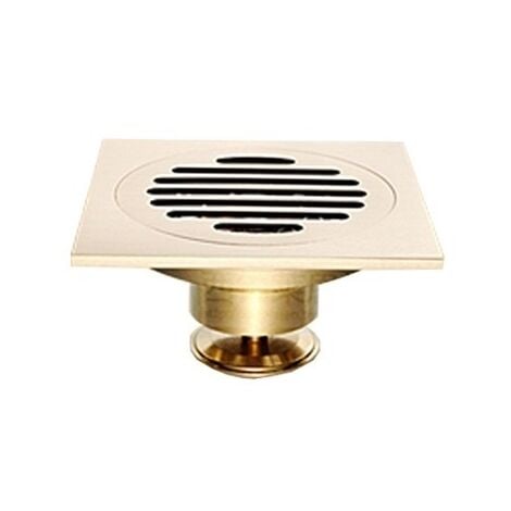 VUSZR Drain de sol carré salle de bain douche grille de déchets en laiton crépine construite accessoire de maison Antique de qualité sanitaire pur drain de sol en cuivre 10 x 10Cm