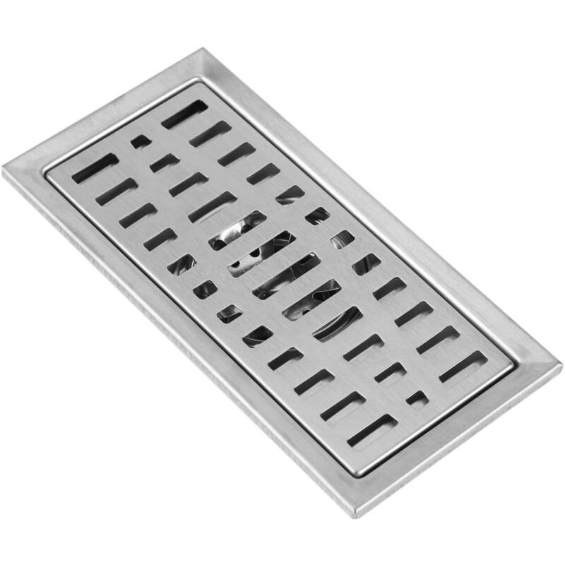 Drain de Sol de Douche, Attrape-Cheveux de Drain de Sol rectangulaire en Acier Inoxydable pour Baignoire et Cuisine de Salle de Bain 20x10cm