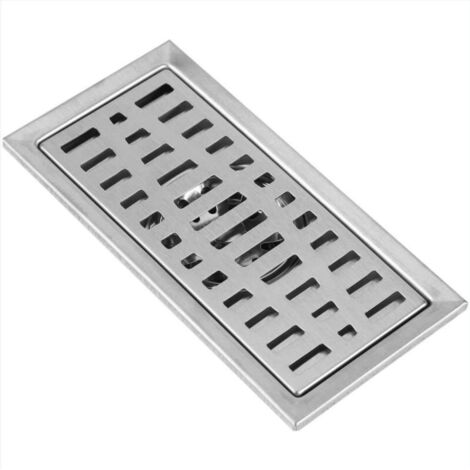 Drain de Sol de Douche, Attrape-Cheveux de Drain de Sol rectangulaire en Acier Inoxydable pour Baignoire et Cuisine de Salle de Bain 20x10cm
