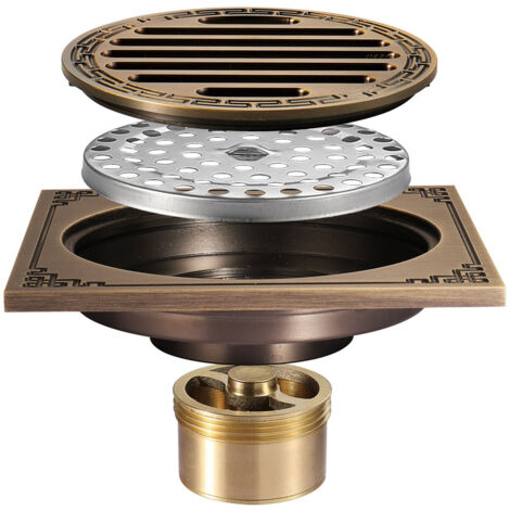 Drain de sol de salle de bains en bronze – Drain de sol de douche unique et antique – Drain de sol de jardin sculpté 100 mm