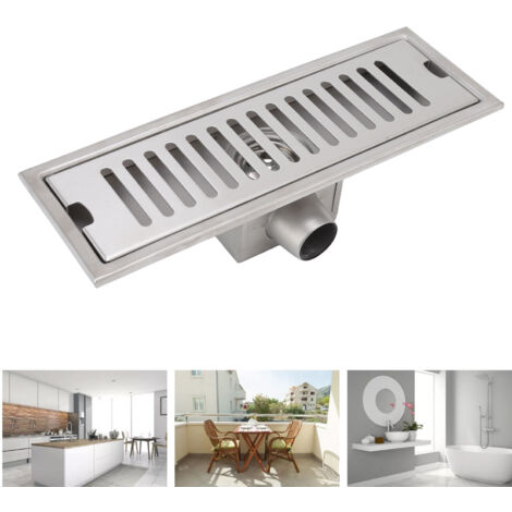 Drain Linéaire Rectangulaire 12" Mano - Drain de Plancher pour Salle de Bain et Cuisine avec Valve Anti-Odeur, 304 Stainless Steel, 30x9.9cm