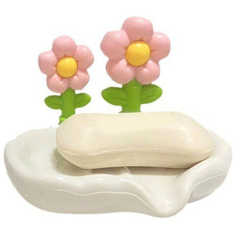 Drain Soap Dish Household Draining Soap Box Soap Dish Holder Cute Bathroom Soap Holder Pink