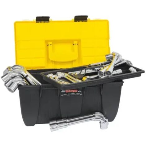 Drakkar Equipement – Coffre de clés à pipe débouchées 6 pans – Tailles de 6 à 32 mm – Acier au chrome vanadium – Boîte de rangement incluse
