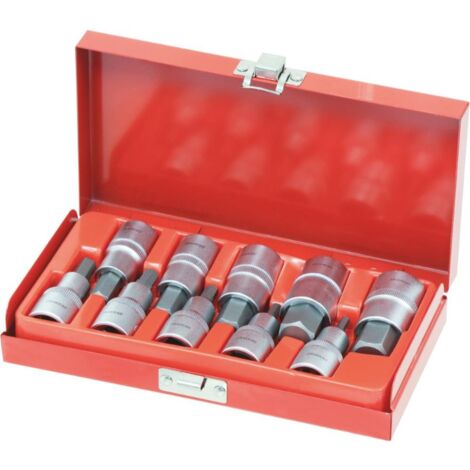 Drakkar Equipement – Coffret de 10 douilles hexagonales 1/2' 4 à 19mm – Ajustement optimal pour vis et boulons – Coffret de 10 pièces – 10773