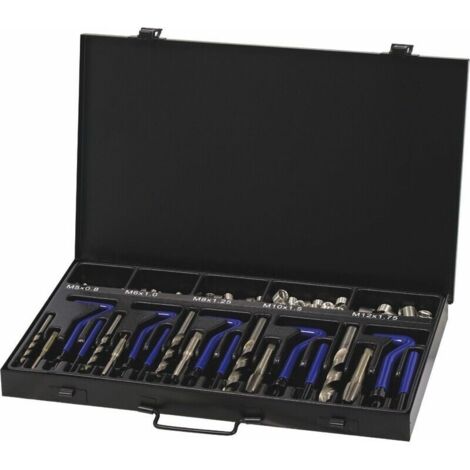 Drakkar Equipement – Coffret de réparation de filetage M5 à M12 – 130 pièces pour matériaux variés – Inserts et tarauds pour restauration rapide