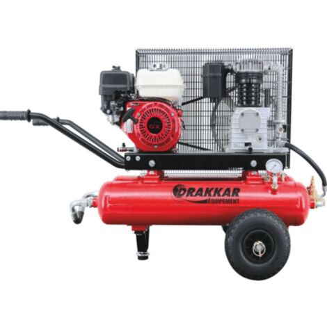 Drakkar Equipement – Compresseur mobile thermique essence 2x17L 5CV – Moteur Honda GX 160 QX – Pression max 9 bar – Débit d'air 416 l/min