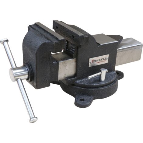 Drakkar Equipement – Étau pivotant acier 200mm – Largeur mâchoires 200mm – Ouverture 200mm – Base pivotante 360° pour usinage précis