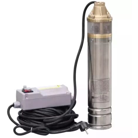 Drakkar Equipement – Pompe immergée pour puits 1 turbine 95 mm – Puissance 750 W – Débit max 3000 L/H – Hauteur de relevage 60 m – Longueur câble 15 m