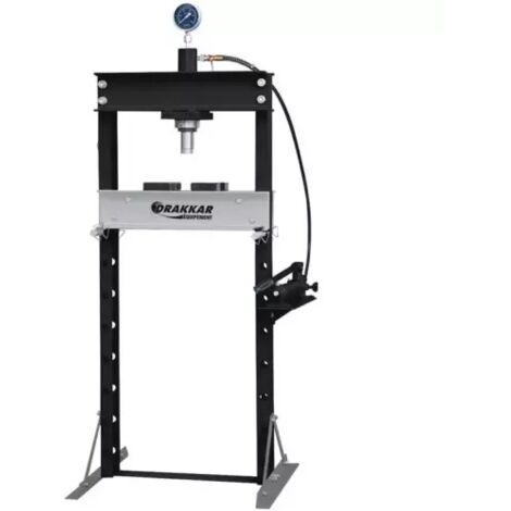 Drakkar Equipement – Presse hydraulique manuelle 20t – Force de pression 20 tonnes – Table ajustable pour pièces variées – 10521