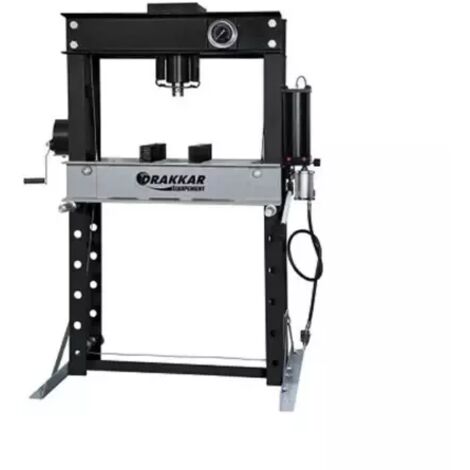 Drakkar Equipement – Presse hydraulique manuelle et pneumatique 45 tonnes – Piston avec retour automatique – Table ajustable pour travaux de pressage