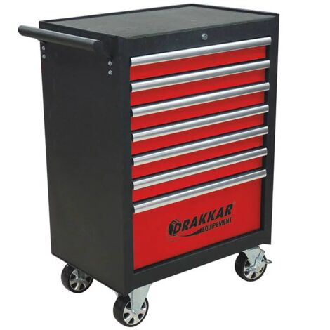Drakkar Equipement – Servante d'atelier roulante 7 tiroirs – 249 outils inclus – Charge max 30kg par tiroir – Dimensions 680x460x1005mm – Roues Ø127mm