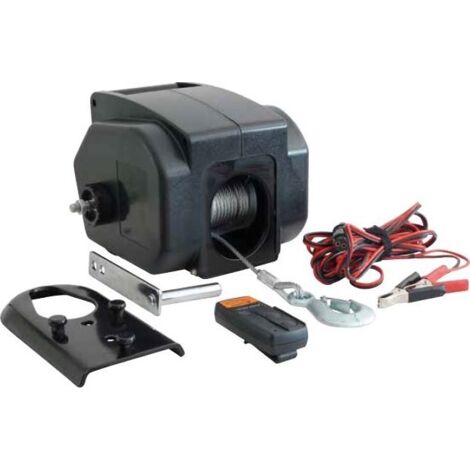 Drakkar Equipement – Treuil de traction électrique 12V 500kg – Télécommande sans fil – Câble 9,2m – Moteur 300W – Blocage par molette