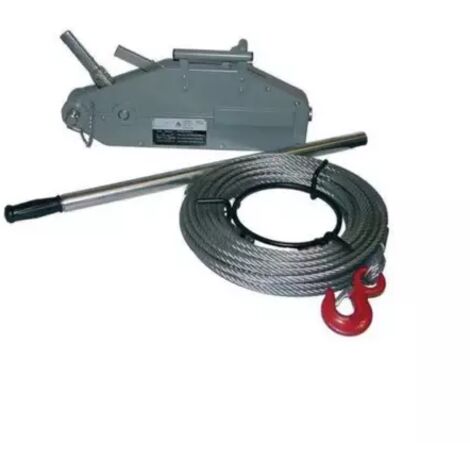 Drakkar Equipement – Treuil à main manuel 1600 kg – Câble de 20 m – Crochet avec linguet de sécurité – Pour chantiers de construction et rénovation