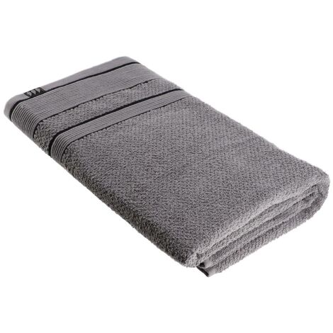 Drap de bain 100% Coton bicolore Gris et Noir 90 x 150 cm - TENDANCE