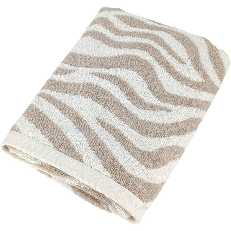 Linnea - Drap de bain 100x150 cm zebra soft pur coton motif zèbre beige
