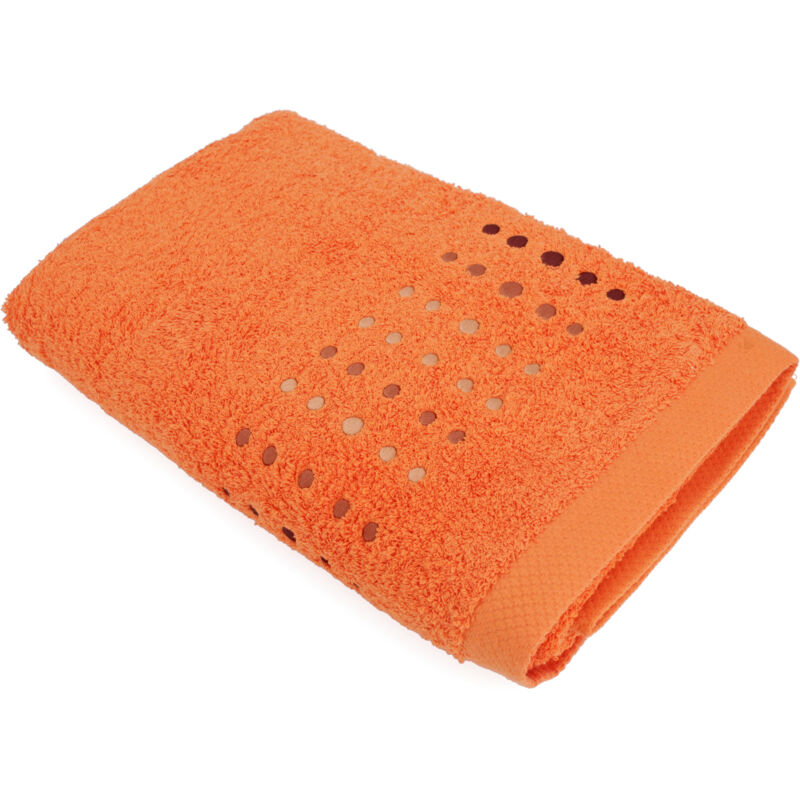 Drap De Bain 100x150 Cm 100% Coton 550 G/M2 Pure Points Orange Butane