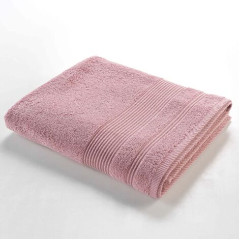 Drap de bain 90 x 150 cm – Coton éponge uni Tendresse Rose – 500 g/m²