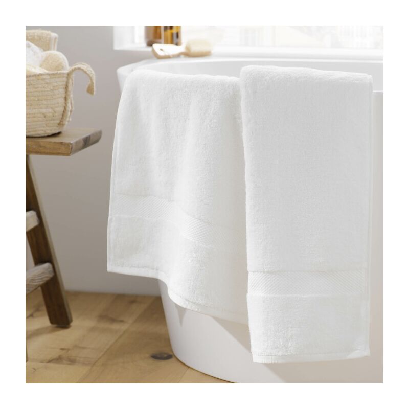 drap de bain 90 x 150 cm éponge coton piegné elegance blanc - blanc