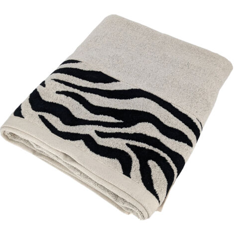 Drap de bain absorbant coton ZEBRA Zèbre/Uni 100x150 cm