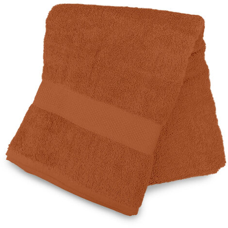 Drap de bain en coton 500gr/m2 70x130 cm LAGUNE terra, par Soleil d'Ocre