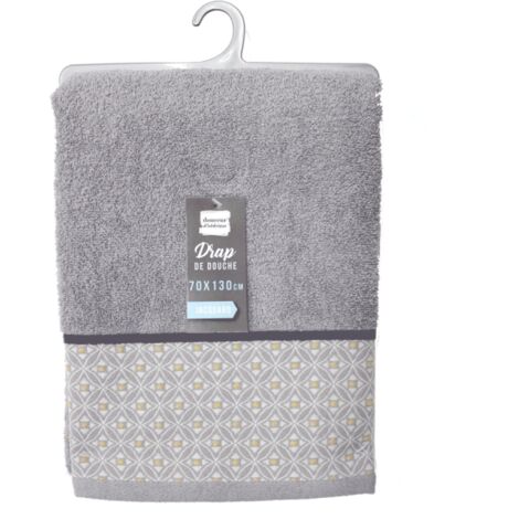 Drap de douche 70 x 130 cm éponge unie jacquard Belina Gris