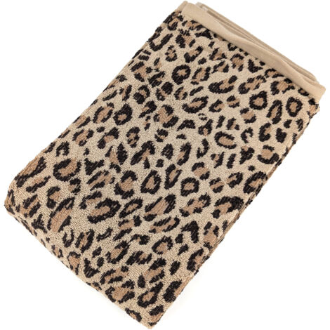 Drap de douche en coton 70x140 cm – 100% coton – Grammage 500 g/m2 – Motif léopard – Lavage 40°C – Linnea