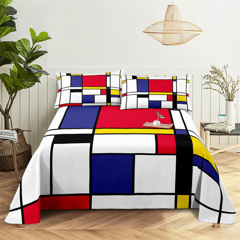 Drap de lit à carreaux zèbre avec impression numérique, drap plat en Polyester avec taie d&39oreiller,1,110X230cm(2Pcs),FEUILLE PLATE