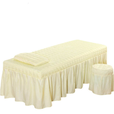 Drap de lit pour Salon de beauté, couverture complète avec trou, lit de SPA, matelas de Table de Massage, doux pour la peau, 5 tailles, 1 pièce,Beige,180x70 bedskirt only