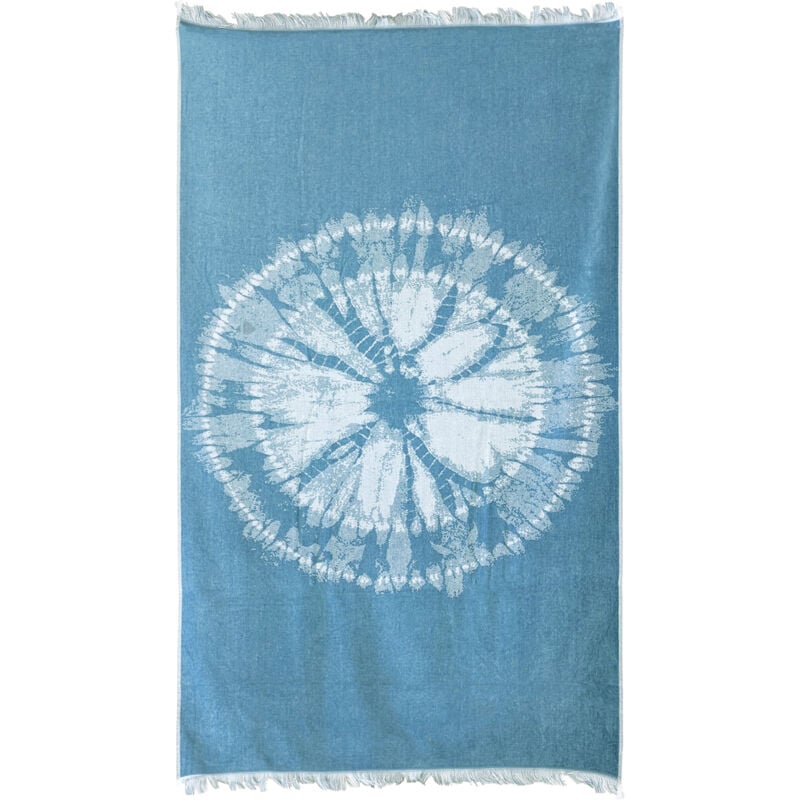 Linnea - Drap de plage 100x180 cm pur coton collection molarotto bleu