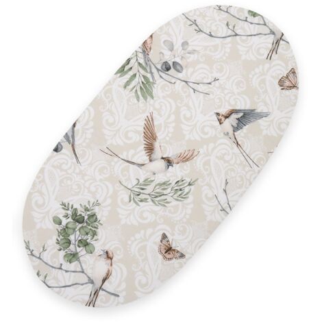 Drap en coton pour couffin Boho 75x35 cm - Oiseaux marron