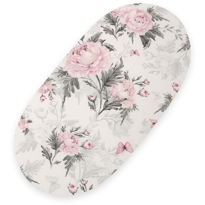 Drap en coton pour couffin, poussette gondole Boho, 75x35 cm - Pivoines romantiques