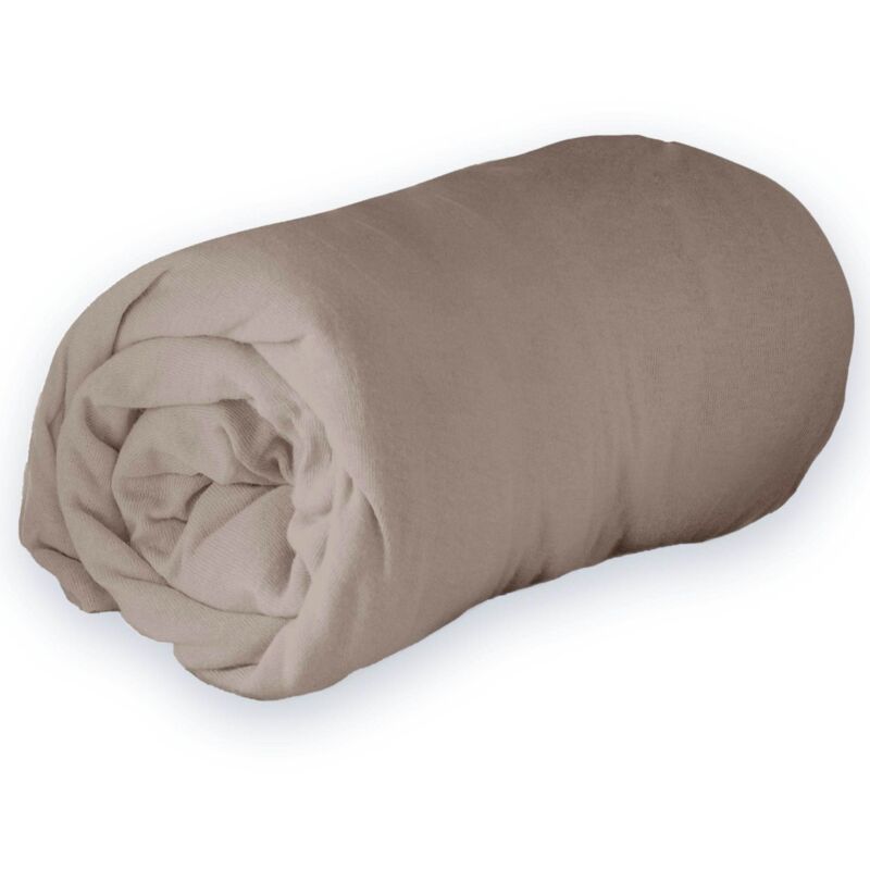 Drap housse en jersey uni Sable 160x200 cm